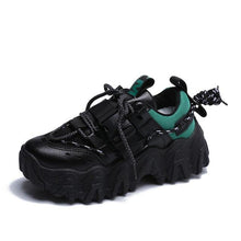 将图片加载到图库查看器，Casual Womens Blue Sneakers High Heels Platform Sports Shoes Autumn Thick Bottom Walking Breathable Vulcanized Shoes Luxury Tennis Sneakers Trainers Lace Up Fashion Design
