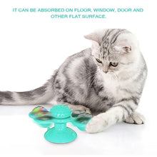 将图片加载到图库查看器，Cat Windmill Toy Funny Massage Rotatable Cat Toys With Catnip LED Ball Teeth Cleaning Pet Newest Windmill Cat Toy with LED and Catnip Ball Cat Turntable Teasing Interactive Toy with a Suction Cup Base Can be Cleaned Rotary Massage Tickle Anti-bite Toy
