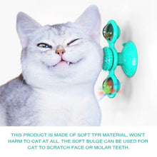 将图片加载到图库查看器，Cat Windmill Toy Funny Massage Rotatable Cat Toys With Catnip LED Ball Teeth Cleaning Pet Newest Windmill Cat Toy with LED and Catnip Ball Cat Turntable Teasing Interactive Toy with a Suction Cup Base Can be Cleaned Rotary Massage Tickle Anti-bite Toy
