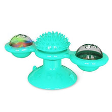 将图片加载到图库查看器，Cat Windmill Toy Funny Massage Rotatable Cat Toys With Catnip LED Ball Teeth Cleaning Pet Newest Windmill Cat Toy with LED and Catnip Ball Cat Turntable Teasing Interactive Toy with a Suction Cup Base Can be Cleaned Rotary Massage Tickle Anti-bite Toy
