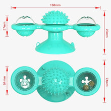 将图片加载到图库查看器，Cat Windmill Toy Funny Massage Rotatable Cat Toys With Catnip LED Ball Teeth Cleaning Pet Newest Windmill Cat Toy with LED and Catnip Ball Cat Turntable Teasing Interactive Toy with a Suction Cup Base Can be Cleaned Rotary Massage Tickle Anti-bite Toy
