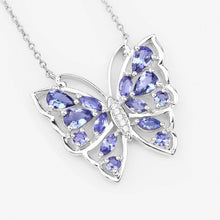 将图片加载到图库查看器，2.76 Carat Genuine Tanzanite and White Zircon .925 Sterling Silver Necklace
