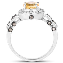Load image into Gallery viewer, 1.06 Carat Genuine Citrine, Champagne Diamond &amp; White Diamond .925 Sterling Silver Ring
