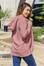 将图片加载到图库查看器，Women Full Size Teddy Hooded Jacket with Pockets Cozy Casual Jacket Comfortable Women Jacket
