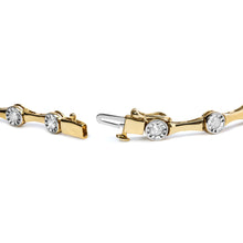 将图片加载到图库查看器，10K Yellow Gold Plated .925 Sterling Silver 1.0 Cttw Miracle Set Diamond Bezel Style Station Link Bracelet (H-I Color, I3 Clarity) - Size 7"
