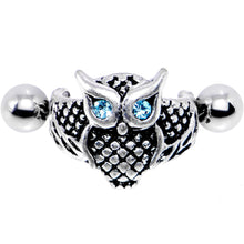 Load image into Gallery viewer, 16G 1/2 Aqua Gem Eye of the Owl Helix Cuff Cartilage Earring
