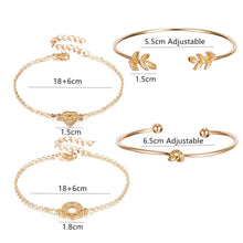 Load image into Gallery viewer, Fashion Bohemia Leaf Round Knot Cuff Bangle Gold Chain Charm Bracelet  for Women Simple Geometric Bracelets Luxury Jewelry
