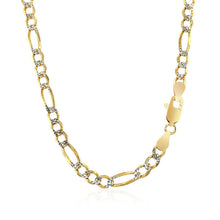 将图片加载到图库查看器，4.0mm 14K Yellow Gold Solid Pave Figaro Chain
