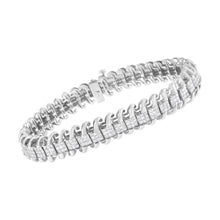 将图片加载到图库查看器，14K White Gold 5.0 Cttw Princess Cut Diamond 7" Invisible Set Wavy S-Link Tennis Bracelet (G-H Color, SI1-SI2 Clarity)
