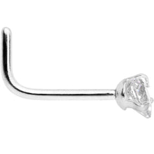 Load image into Gallery viewer, 20G 1/4 Clear Heart 3mm CZ Gem Steel L-Shape Nose Ring
