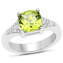 Load image into Gallery viewer, 2.27 Carat Genuine Peridot and White Zircon .925 Sterling Silver Ring
