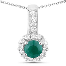 将图片加载到图库查看器，1.81 Carat Dyed Emerald and White Topaz .925 Sterling Silver Jewelry Set
