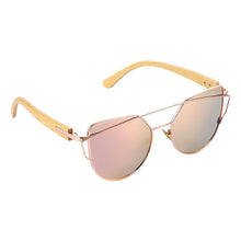 将图片加载到图库查看器，Modern Cat Eye Sunglasses for Women Polarized Sunglasses with metal frame and natural Bamboo wood frame Fashion Style
