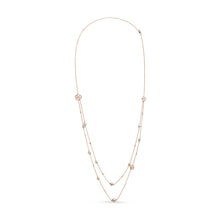 将图片加载到图库查看器，18K Rose Gold 1/2 Cttw Diamond and Freshwater Pearl Double Strand Station Necklace  (G-H Color, SI1-SI2 Clarity) - Adjustable up to 16" to 20"
