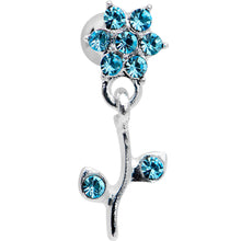 Load image into Gallery viewer, 16G 1/4 Aqua Gem  Flower Dangle Cartilage Tragus Earring

