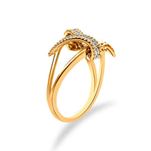 Load image into Gallery viewer, 14K Yellow Gold Plated .925 Sterling Silver 1/4 Cttw Diamond Interlocking Bypass Ring (I-J Color, I1-I2 Clarity) - Size 7

