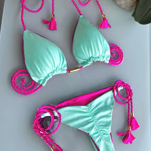 将图片加载到图库查看器，New Festival Flame Halter Bikini Set for Women – Triangle V-Neck Backless Two-Piece Swimsuit with Tie Side Bottoms &amp; Adjustable Lace-Up Fit – Sleek Polyamide Swimwear for Koningsdag/King’s Day &amp; Summer Beach Celebrations
