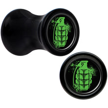 Load image into Gallery viewer, Black Acrylic Green Grenade Saddle Plug Set 4G
