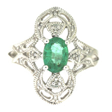 Load image into Gallery viewer, .70ct Emerald Diamond Ring 10KT White Gold
