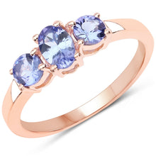 Load image into Gallery viewer, 18K Rose Gold Plated 0.90 Carat Genuine Tanzanite .925 Sterling Silver Ring
