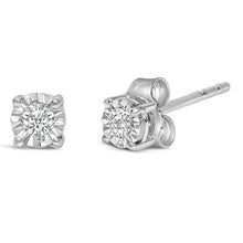 Load image into Gallery viewer, .925 Sterling Silver 1/10 Cttw Round Brilliant-Cut Lab Grown Diamond Miracle-Set Stud Earrings (F-G Color, VS1-VS2 Clarity)
