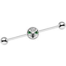 Load image into Gallery viewer, 14G Black White Owl Industrial Barbell 37mm

