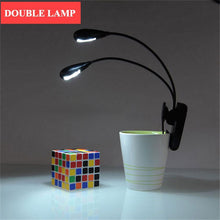 将图片加载到图库查看器，Super Adjustable Goosenecks Clip LED Lamp For Book Reading With Stand And Double Ligh  Rechargeable 12 LED Warm Book Light, Clip On Bed Reading Light, Music Stand Lamp, 2 Brightness &amp; 2 Goosenecks Light Up 2 Full Pages. Perfect For Bookworms, Kids &amp; Music
