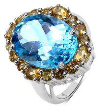 Load image into Gallery viewer, 12.73 Carat Genuine Blue Topaz &amp; Citrine .925 Sterling Silver Ring
