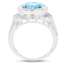 Load image into Gallery viewer, 5.39 Carat Genuine Blue Topaz and White Topaz .925 Sterling Silver Ring
