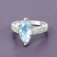 Load image into Gallery viewer, 2.09 Carat Genuine Aquamarine and White Diamond 14K White Gold Ring
