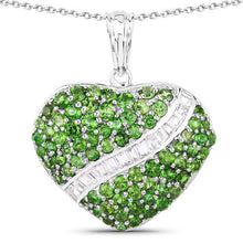 将图片加载到图库查看器，4.51 Carat Genuine Chrome Diopside and White Topaz .925 Sterling Silver Pendant
