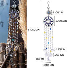 将图片加载到图库查看器，Chandelier Wind Chimes Turkish Blue Evil Eye Moon Sun Star Sun-catcher Rainbow Maker Wind Chimes Wall Hanging Crystal Prisms Hanging Pendant Home Decor Gifts Blessing Protection Decoration
