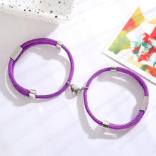 将图片加载到图库查看器，Charming Paired Bracelet Couple Adjustable Rope Heart Magnet Attract Each Other Stainless Steel Charm Magnetic Bracelets Mutual Attraction Eternal Love Relationship Matching Jewelry Gifts For Women
