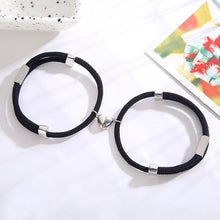 将图片加载到图库查看器，Charming Paired Bracelet Couple Adjustable Rope Heart Magnet Attract Each Other Stainless Steel Charm Magnetic Bracelets Mutual Attraction Eternal Love Relationship Matching Jewelry Gifts For Women
