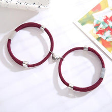将图片加载到图库查看器，Charming Paired Bracelet Couple Adjustable Rope Heart Magnet Attract Each Other Stainless Steel Charm Magnetic Bracelets Mutual Attraction Eternal Love Relationship Matching Jewelry Gifts For Women
