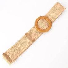Load image into Gallery viewer, Charming Women Waist Belt Classic Round Wooden Buckle Casual Design Dress Women Buckle Waist Dress Band
