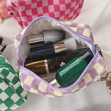 Load image into Gallery viewer, Checkered Pattern Zipper Makeup Bag
