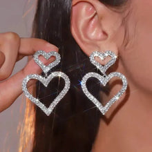 Load image into Gallery viewer, Chic Double Heart Rhinestone Stud Earrings

