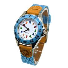 将图片加载到图库查看器，Children Cute Boys Girls Quartz Watch Kids Childrens Fabric Strap Student Time Clock Wristwatch Gifts Colorful Number Dial Time Teach Watches PU Band Analog Quartz Children Sport Outdoor Boys Kids Wrist Watches
