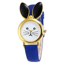 Load image into Gallery viewer, Children Cute Rabbit Leather Strap Casual Wrist Watches Fashion Big Rhinestone Dial Student Quartz Watch Simple Leather Quartz Watches Ultra-Thin Analog Watches For Girls Student
