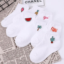 Load image into Gallery viewer, Children's Cotton Socks Cute Cartoon Fruit Embroidery Socks Comfortable Cartoon Socks Combed Out Of Pure Cotton Soft Comfortable Crew Socks For Kids
