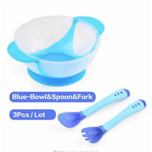 Load image into Gallery viewer, Children's Tableware Baby Learning Dishes With Suction Cup Assist Food Bowl Temperature Sensing Spoon Baby Feeding Bowl
