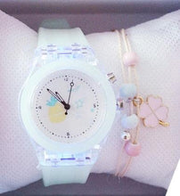 将图片加载到图库查看器，Children Silicone Strap Watches Electronic Colorful Light Source Child Watch Girls Birthday Party Gift Transparent Watchband New Fashion Small Fresh And Simple Girls Electronic Quartz Watch
