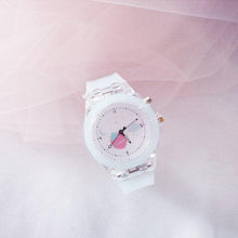 将图片加载到图库查看器，Children Silicone Strap Watches Electronic Colorful Light Source Child Watch Girls Birthday Party Gift Transparent Watchband New Fashion Small Fresh And Simple Girls Electronic Quartz Watch
