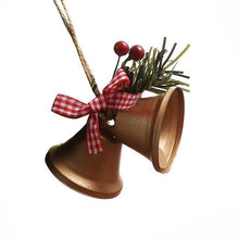 Load image into Gallery viewer, Christmas Bell Ornament Metal Dual Bell Christmas Bell Ornament Decoration with Berry Plaid Bow Christmas Tree Pendants For Making Wind Chimes Christmas Tree Hang Pendant Hang On Door wall porch
