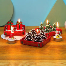 将图片加载到图库查看器，Christmas Candle Themed Festival Ornament Christmas Tea light Candles Handmade Delicate Santa Claus Snowman Pine Cones Christmas Tree Candles Christmas Home Decorations Decorative Cartoon Shaped Candle Home Decor
