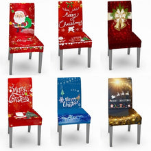 将图片加载到图库查看器，Christmas Chair Cover Stretch Spandex Digital Printed Silla Kitchen Dining Chair Covers Home Party Xmas Decor  Stretch Chair Cover for Dining Room Chair Protector Seat Cover Stretch Slipcover Christmas Bell Furniture For Living Room Ceremony Hotel
