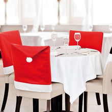 将图片加载到图库查看器，Christmas Chair Covers Red Santa Claus Hat Chair Back Covers Christmas Chair Covers Decor Santa Claus Red Hat Snowflake Chair Xmas Cap Kitchen Dining Chair Slipcovers Sets For Christmas Table Party Decor
