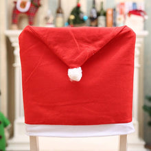将图片加载到图库查看器，Christmas Chair Covers Red Santa Claus Hat Chair Back Covers Christmas Chair Covers Decor Santa Claus Red Hat Snowflake Chair Xmas Cap Kitchen Dining Chair Slipcovers Sets For Christmas Table Party Decor
