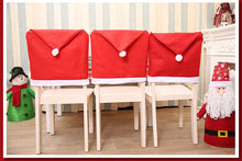 将图片加载到图库查看器，Christmas Chair Covers Red Santa Claus Hat Chair Back Covers Christmas Chair Covers Decor Santa Claus Red Hat Snowflake Chair Xmas Cap Kitchen Dining Chair Slipcovers Sets For Christmas Table Party Decor
